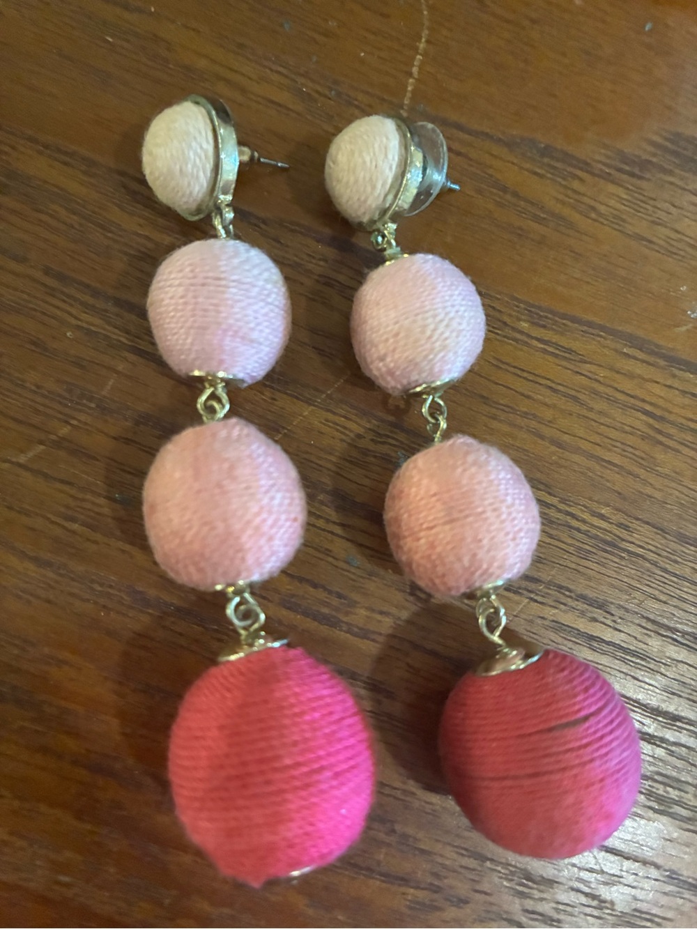 Rebecca de Ravenel Les Bon Bon Pink Multi-Tone Fabric Ball Drop Earrings